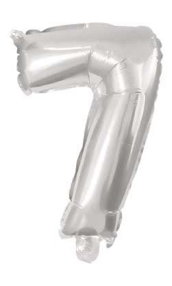 Nummer Mini Zahl 7 Silber Folienballon 33 cm