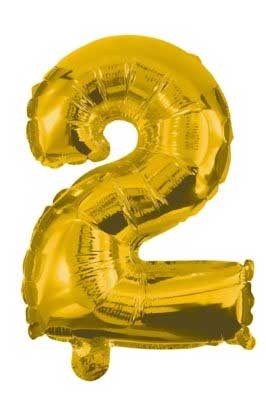 Nummer Gold, Riesige Nummer 2 Folienballon 85 cm