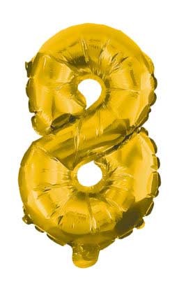 Nummer Gold, Riesige 8er-Zahl Folienballon 85 cm