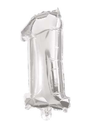 Nummer Riesen-Zahl 1 Silber Folienballon 85 cm