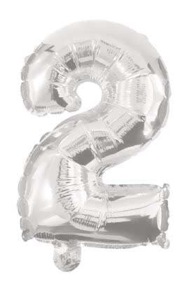 Nummer Riesen 2 Silber Zahl Folienballon 85 cm
