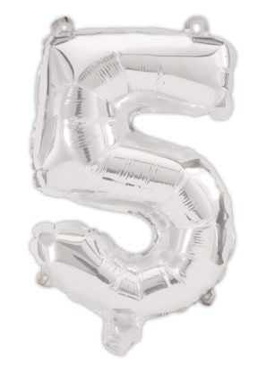 Nummer Silber, Silber Zahl 5 Folienballon 95 cm
