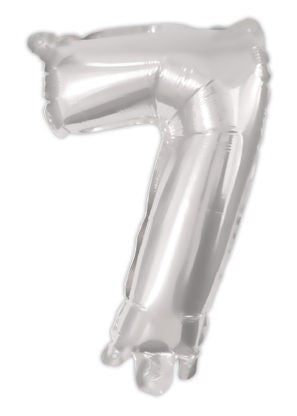 Nummer Silber, Silber 7er Zahlen Folienballon 95 cm