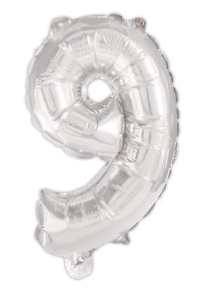 Nummer Silber, Silber Nummer 9 Folienballon 95 cm