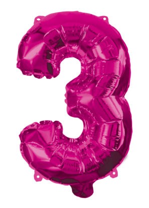 Nummer Hot Pink Nummer 3 Folienballon 95 cm