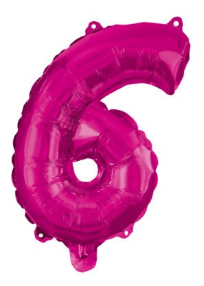 Nummer Hot Pink Nummer 6 Folienballon 95 cm