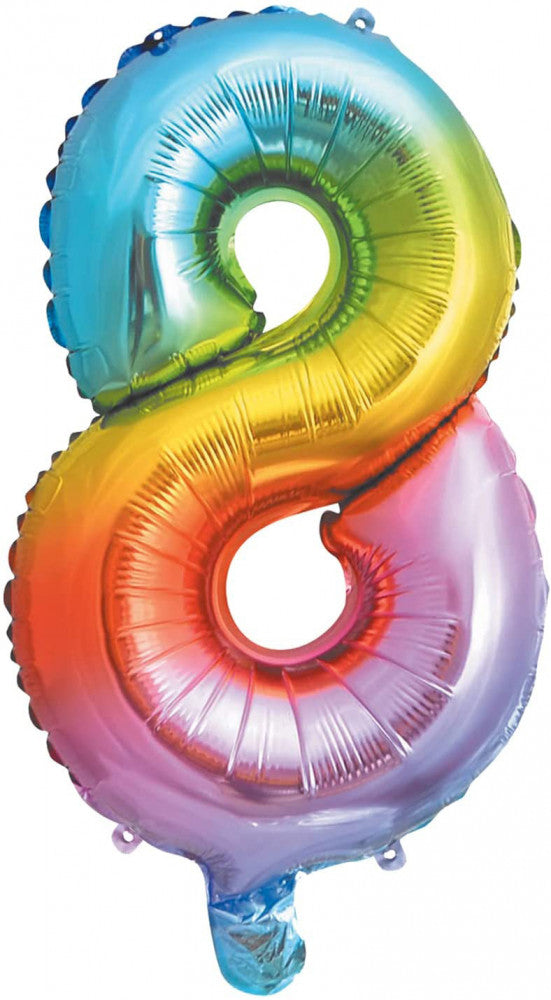 Nummer Multicolor Metallic mini Nummer 8 Folienballon 35 cm