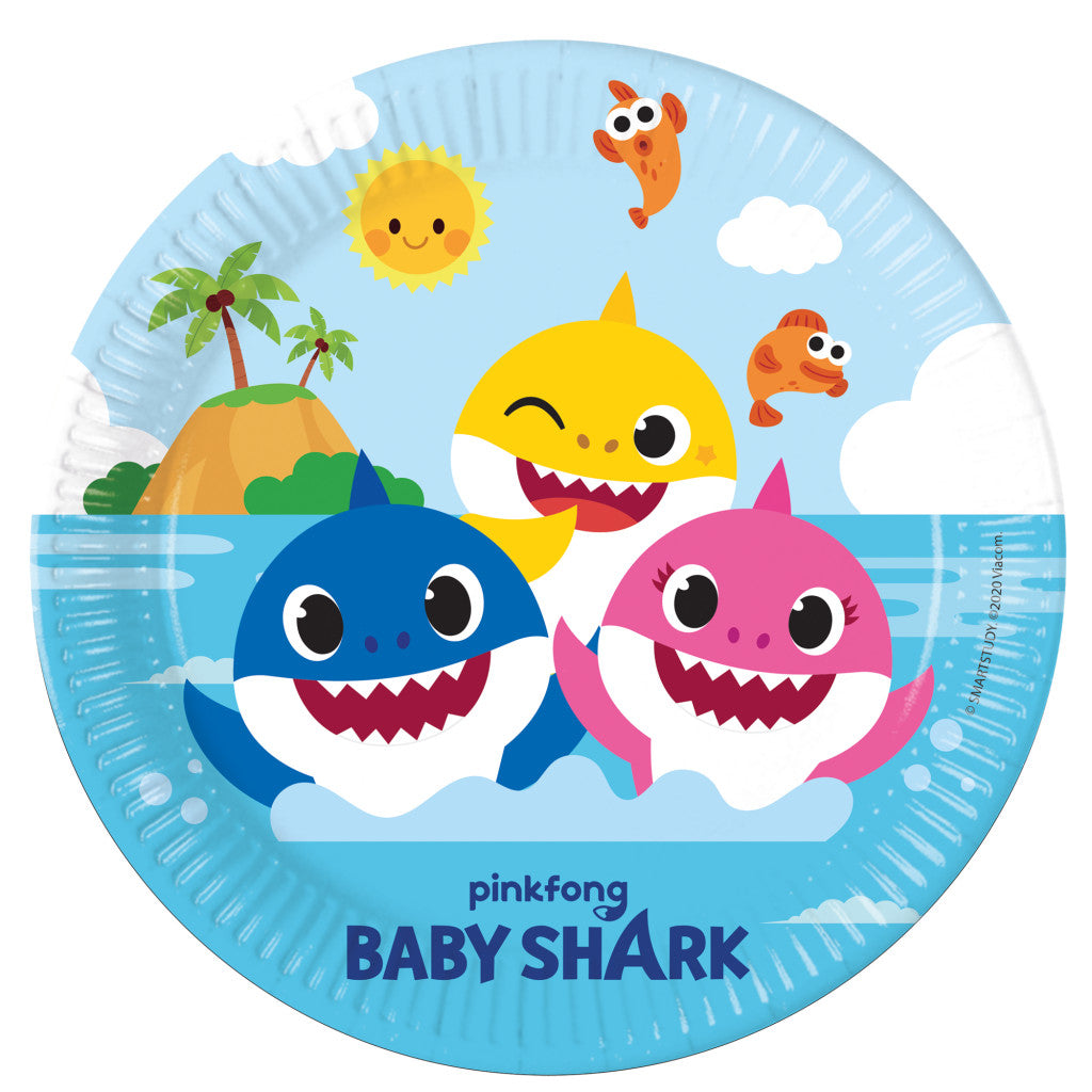 Baby Shark Fun in the Sun Pappteller 23 cm FSC, 8 Stk