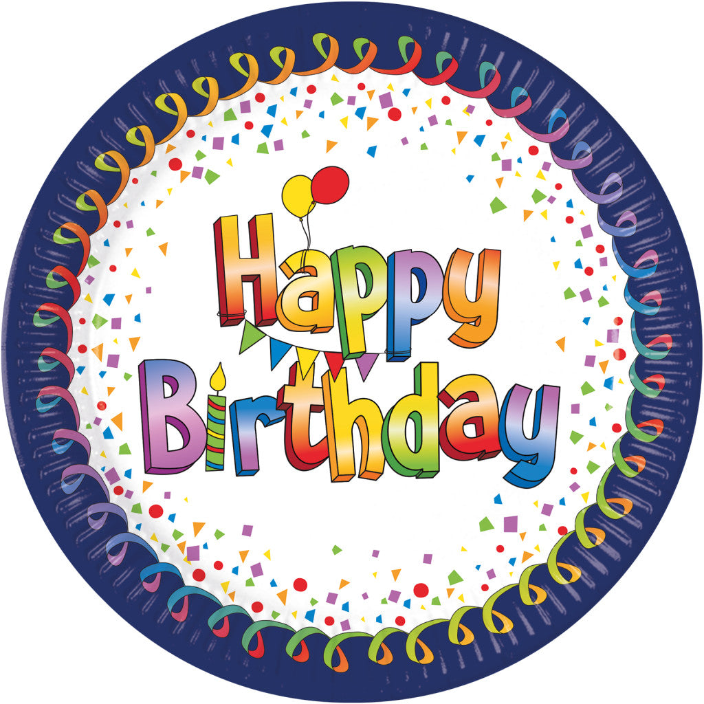Geburtstag Multicolor Happy Birthday Pappteller 8 Stk 20 cm FSC