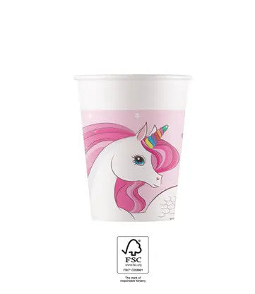 Einhorn Rainbow Colors Pappbecher 8 Stk 200 ml FSC
