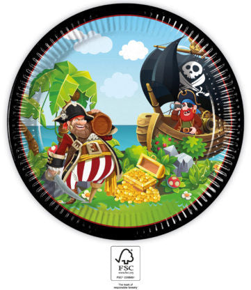 Pirat Island Pappteller 8 Stk. 23 cm FSC