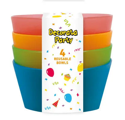 Farbe Party Bunte, halbtransparente Kunststoff-Suppenteller, 4er-Set