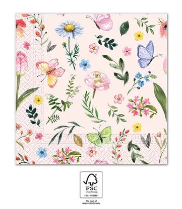 Schmetterling Pink 20er Serviette 33x33 cm FSC