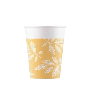 Blume Orange Leaves Blatt Papierbecher 8 Stk 200 ml