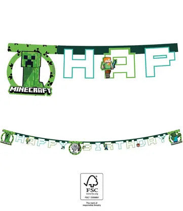 Minecraft Green Happy Birthday Schild FSC 2 m