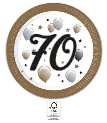 Geburtstag Milestone Happy Birthday 70 Pappteller 8er Pack 23 cm FSC