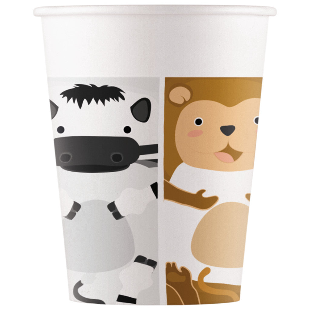 Tiere Zoo Papierbecher 8 Stk 200 ml FSC