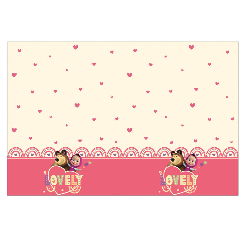 Mascha und der Bär Sweet Heart Kunststoff-Tischdecke 120x180 cm