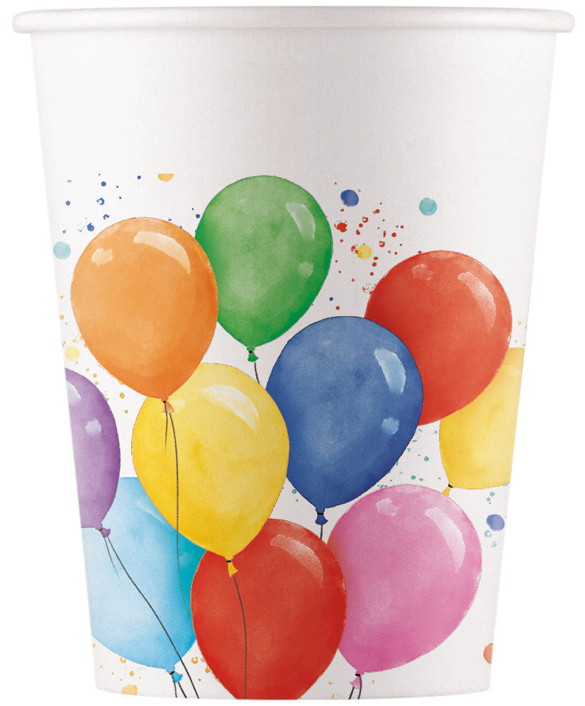 Ballon Colored Papierbecher, 8 Stück, 200 ml, FSC