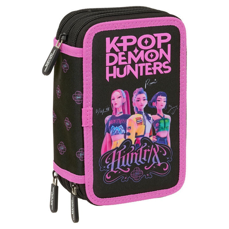 K-pop Demon Hunters Negra gefülltes 3-stöckiges Federmäppchen