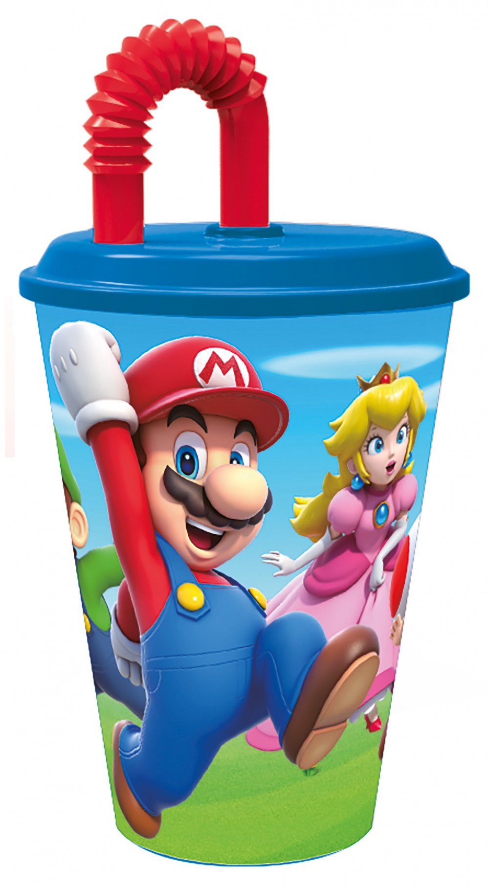 Super Mario Mushroom Kingdom Strohhalmbecher, Kunststoff 430 ml