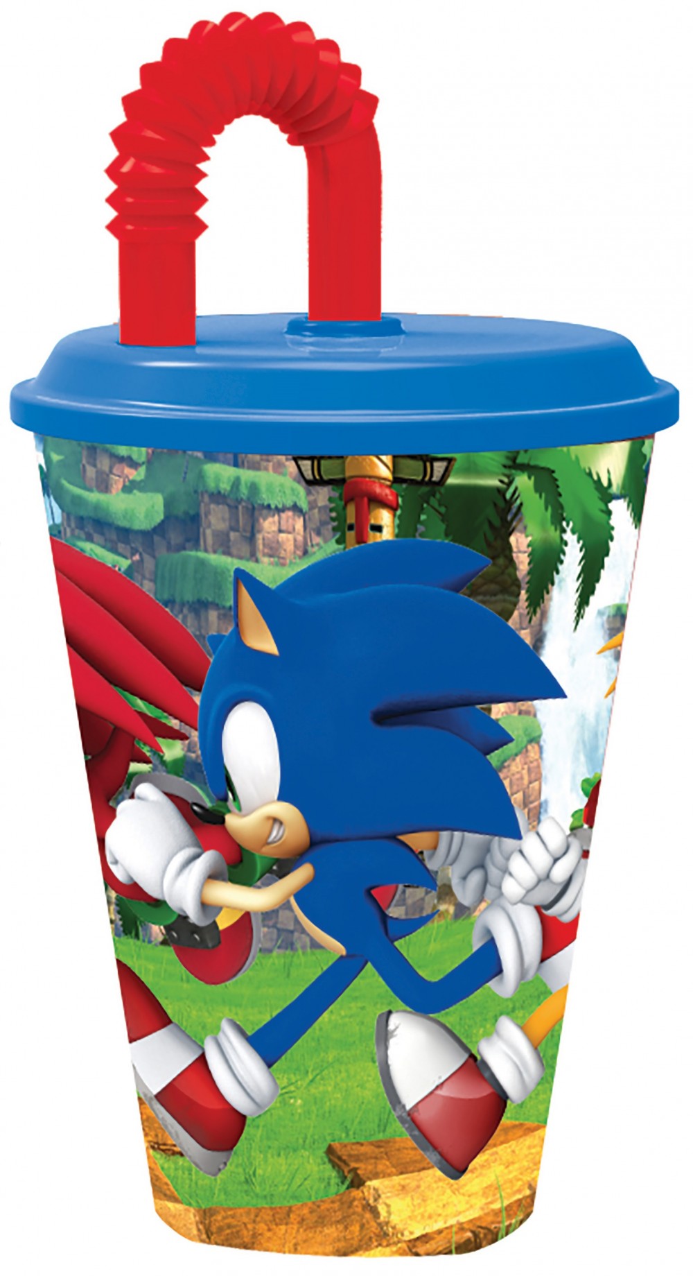 Sonic the Hedgehog Adventure Trinkbecher mit Strohhalm, Kunststoff 430 ml