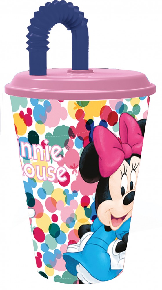 Disney Minnie Feel Good Gepunkteter Strohalmbecher, Kunststoff 430 ml