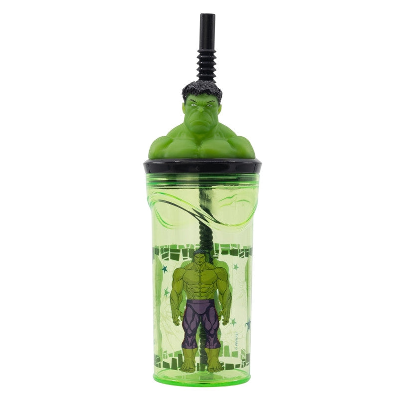 Avengers Invincible Force Hulk 3D Figuren Becher mit Strohhalm 360 ml