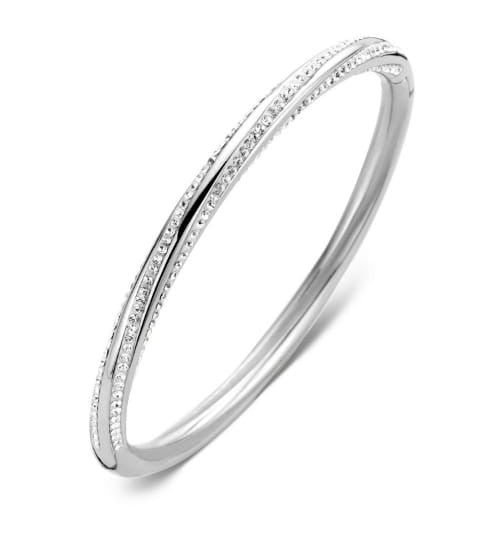 Victoria Schraubenarmband silberfarben mit weißen Steinen
