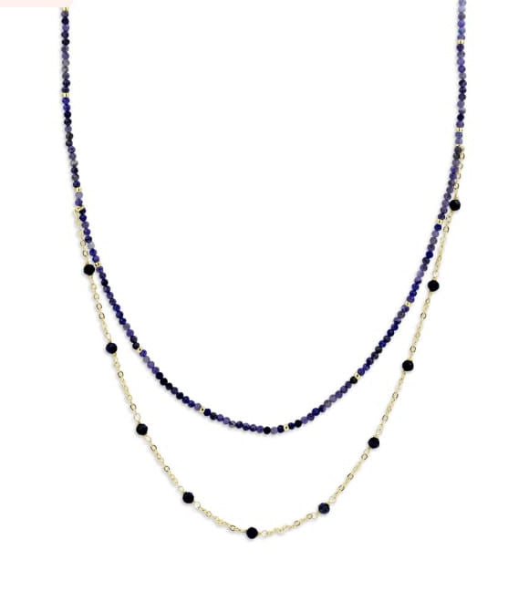 Victoria Rosegold-farbene blaue Perlenkette