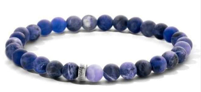 Victoria Blaues Perlen Stretch Armband für Männer