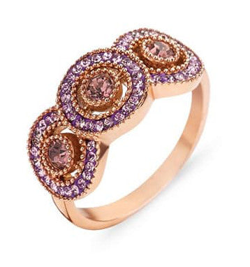 Victoria Rosegoldfarbener Ring mit rosa Stein