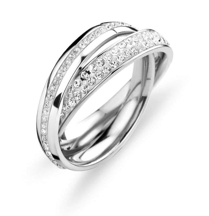 Victoria Silberfarbener Ring mit weißen Steinen