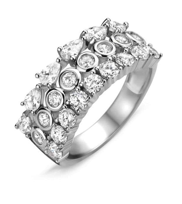 Victoria Silberfarbener Ring mit weißen Steinen