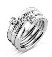 Victoria Silberfarbener weißer Stein 3-Ring-Set