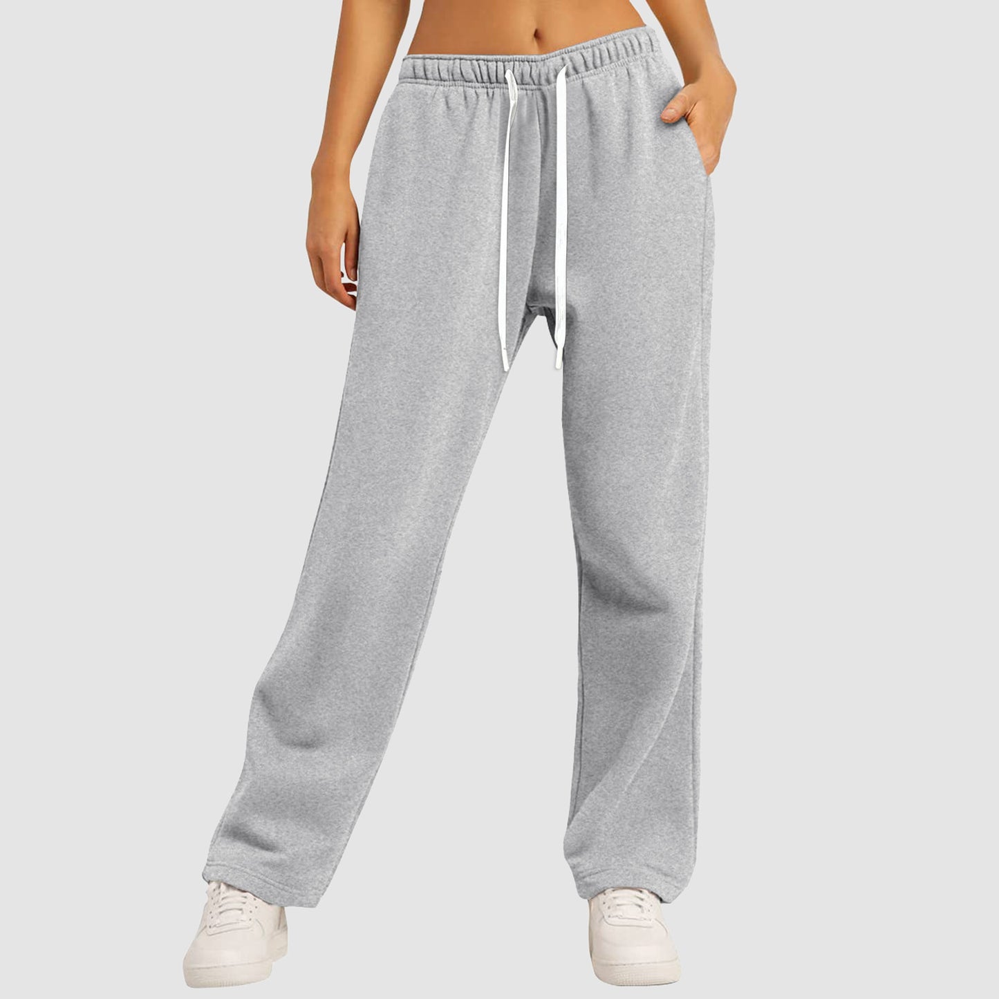 Damen-Sweatpants mit Fleecefutter, geradem Bein, für Herbst und Winter
