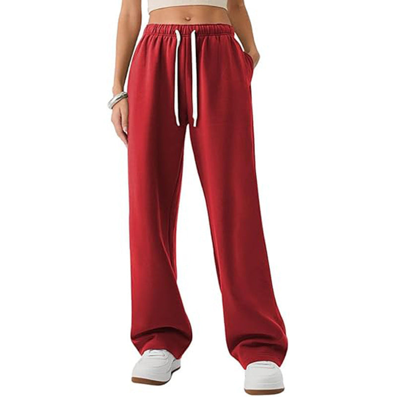 Damen-Sweatpants mit Fleecefutter, geradem Bein, für Herbst und Winter
