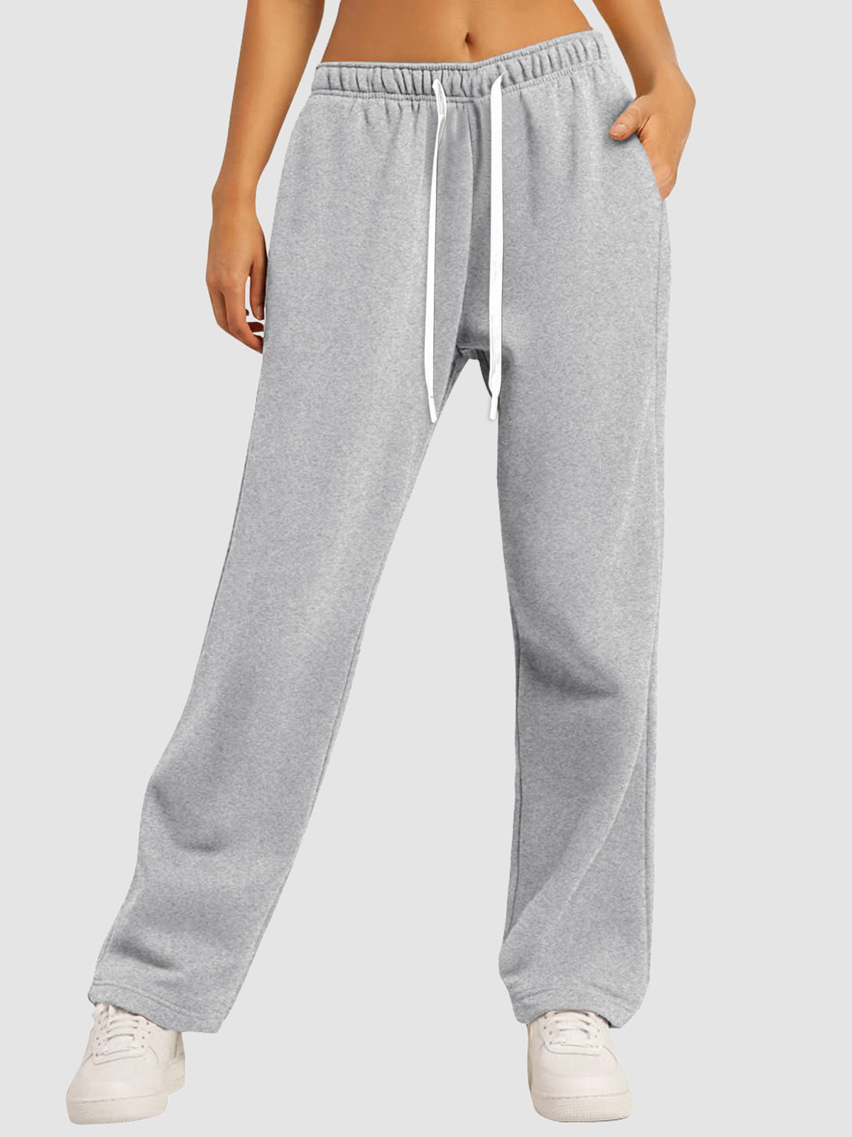 Damen-Sweatpants mit Fleecefutter, geradem Bein, für Herbst und Winter