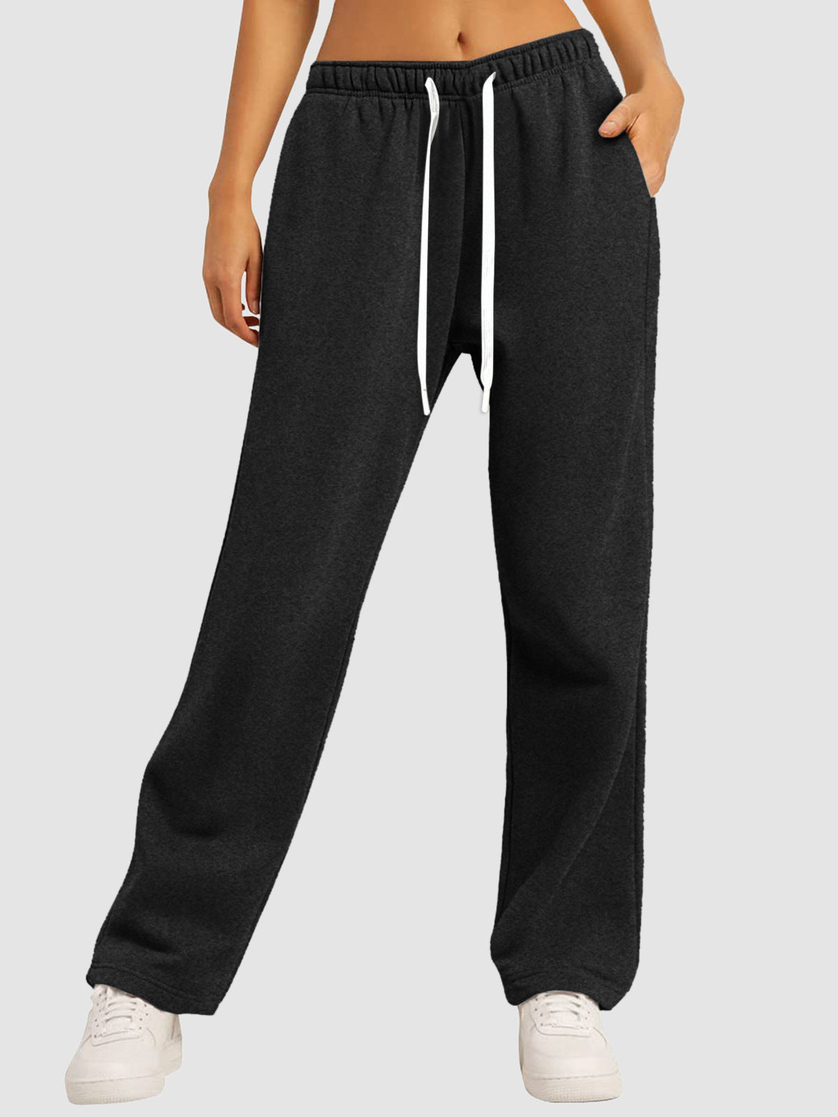 Damen-Sweatpants mit Fleecefutter, geradem Bein, für Herbst und Winter