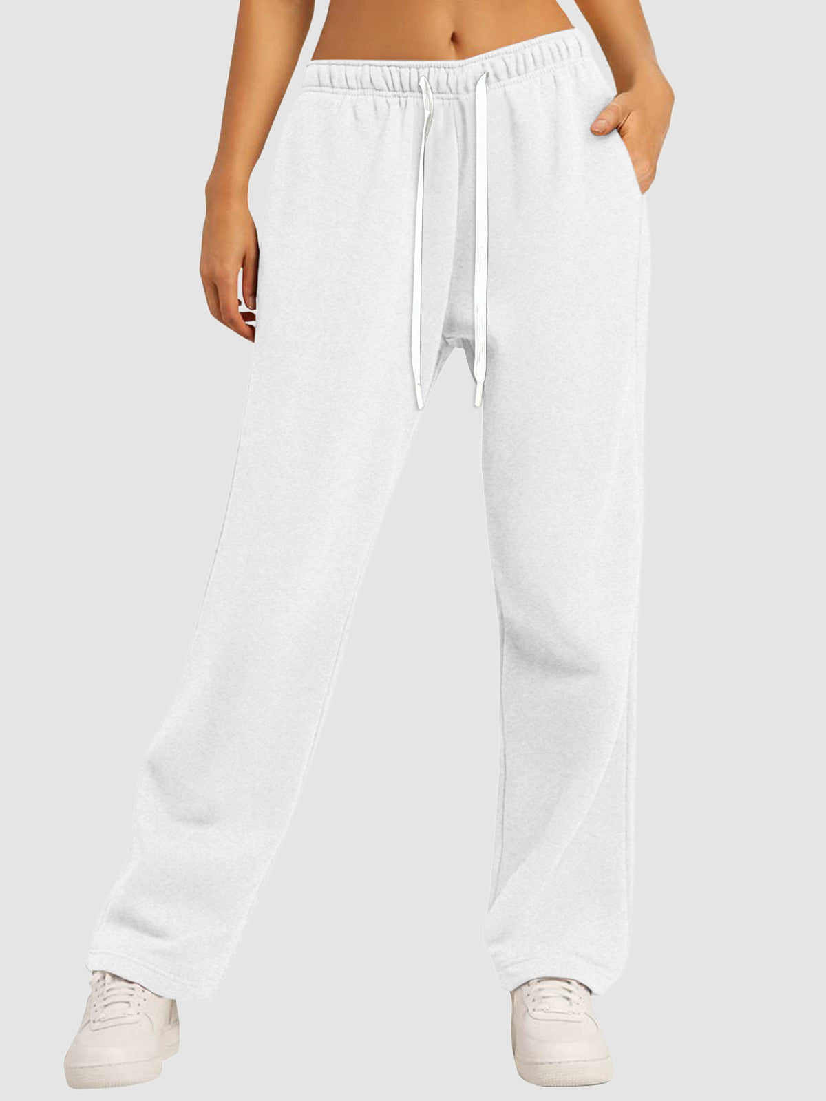 Damen-Sweatpants mit Fleecefutter, geradem Bein, für Herbst und Winter