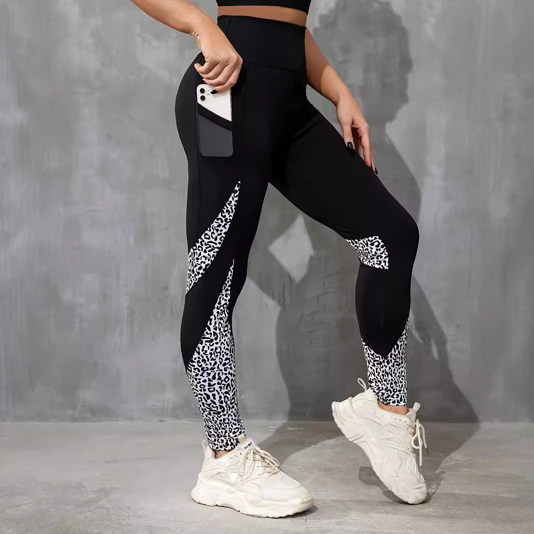 Leggings mit kontrastfarbenem Patchwork-Design, hohem Bund und Hüfthebung, eng anliegend für Sport und Yoga