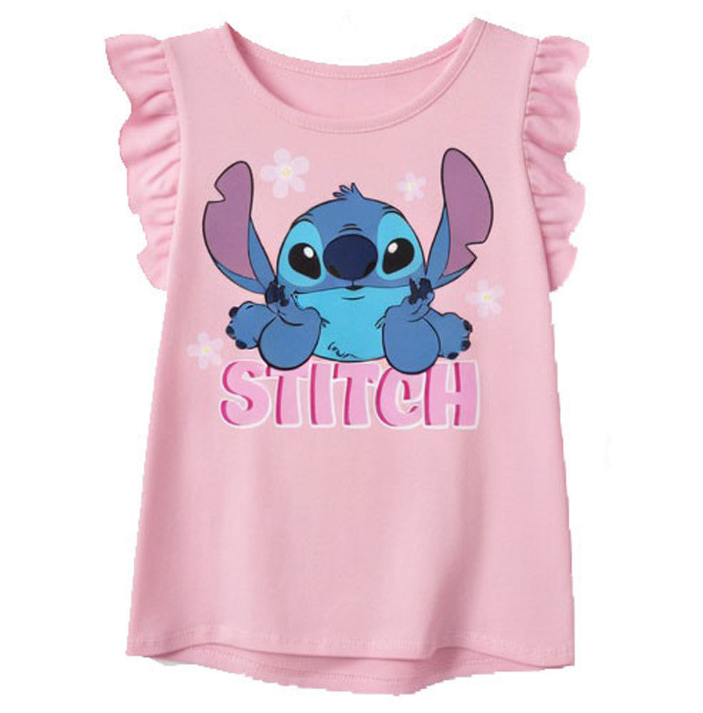 Disney Lilo und Stitch Tiny Smile Light Pink Kinder Kurzarm-Shirt, Oberteil 6 Jahre / 116 cm