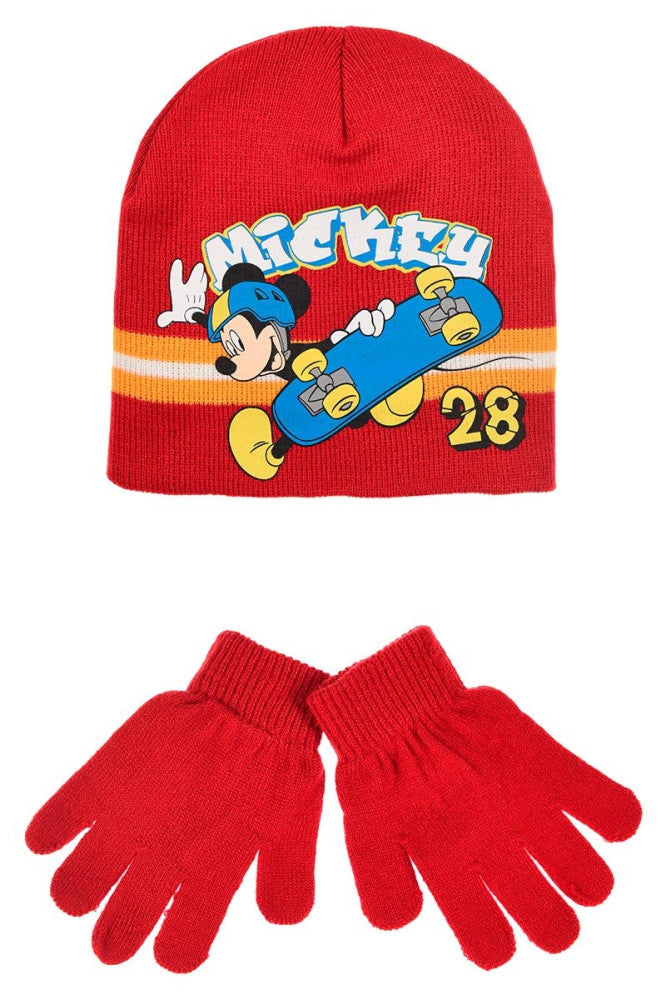 Disney Mickey  Skate Kinder Mütze + Handschuhe Set 54 cm