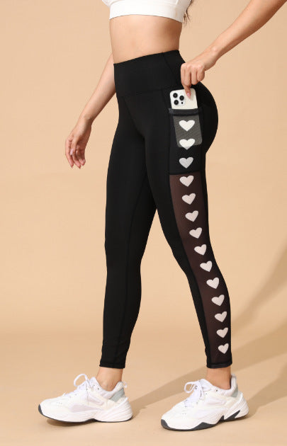 Sportliche Outdoor-Leggings mit Po-formendem Mesh-Einsatz, Taschen und Einsätzen