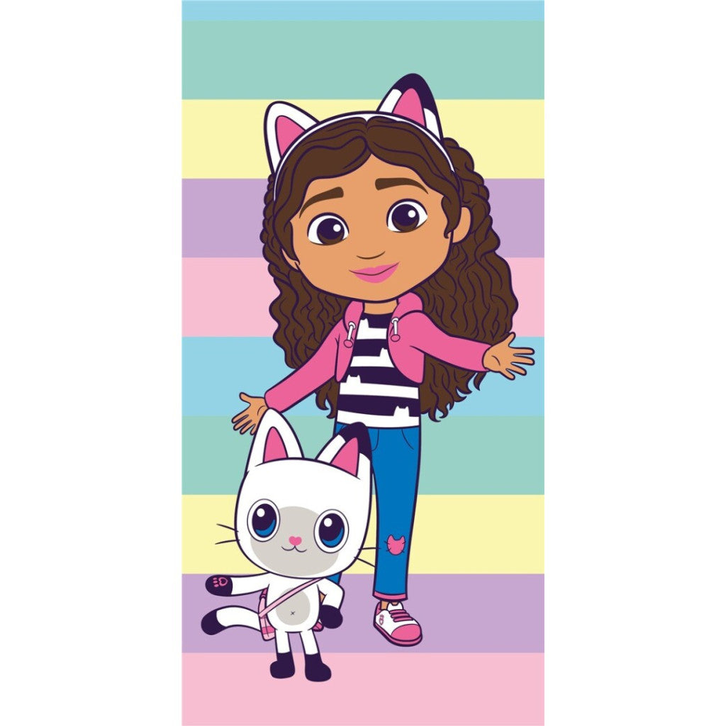Gabby's Dollhouse Pastel Stripes Badetuch, Strandtuch 70x140cm