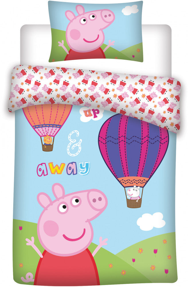 Peppa Wutz Hot-air Balloon Kinder- und Kindergartenbettwäsche 100×135cm, 40×60 cm