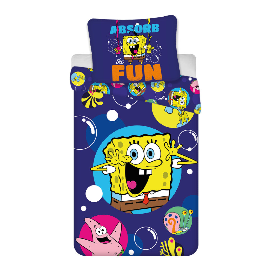 SpongeBob Schwammkopf Fun Kinder, Kindergarten Bettwäsche-Set 100×135cm, 40×60 cm