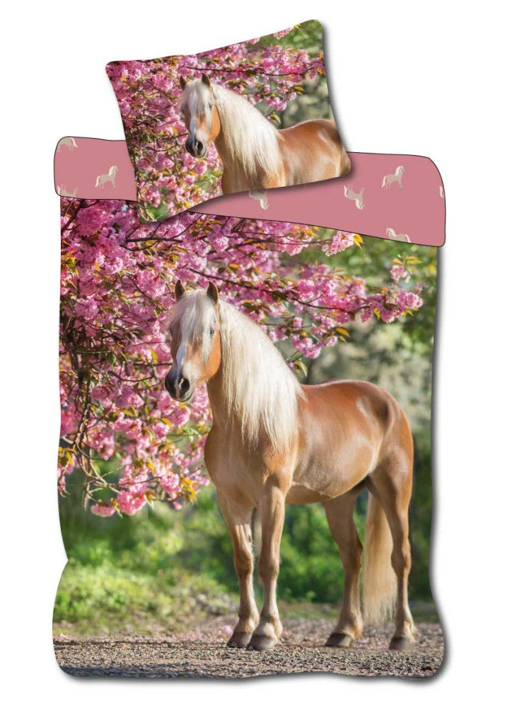 Pferd Cherry Blossom Kinderbettwäsche 100×135cm, 40×60cm