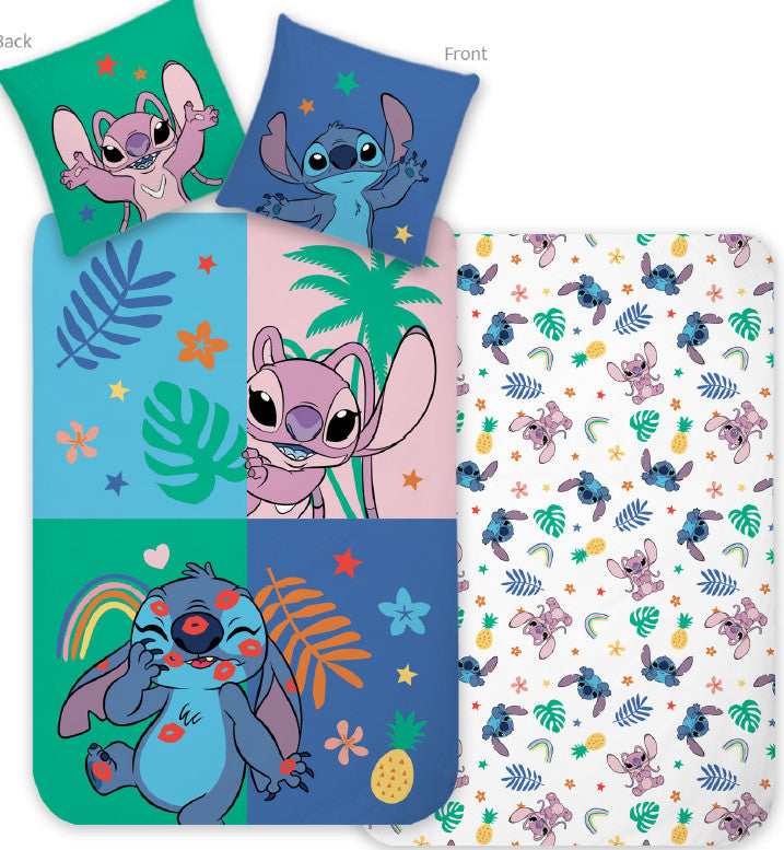 Disney Lilo und Stitch Tropical Friend Kinder, Kindergarten Bettwäschebezug 100×135 cm, 40×60 cm