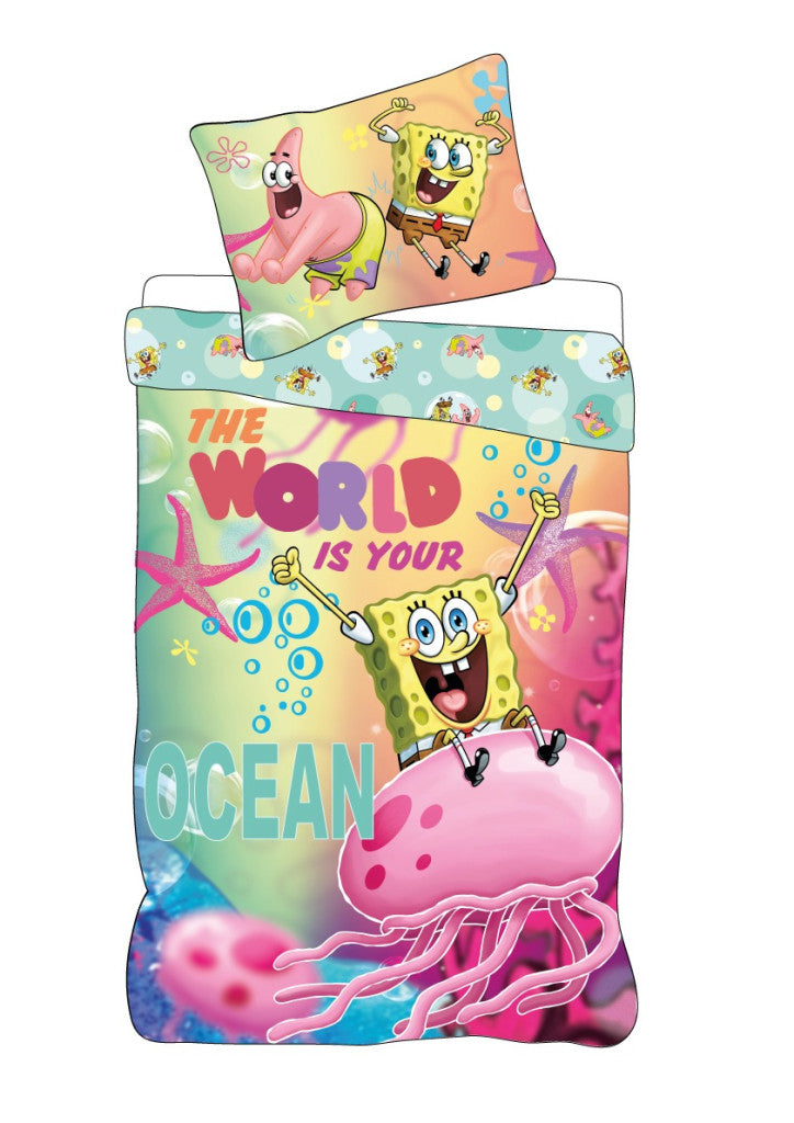 SpongeBob Schwammkopf The World Kinderbettwäsche-Set für Kindergarten 100×135 cm, 40×60 cm